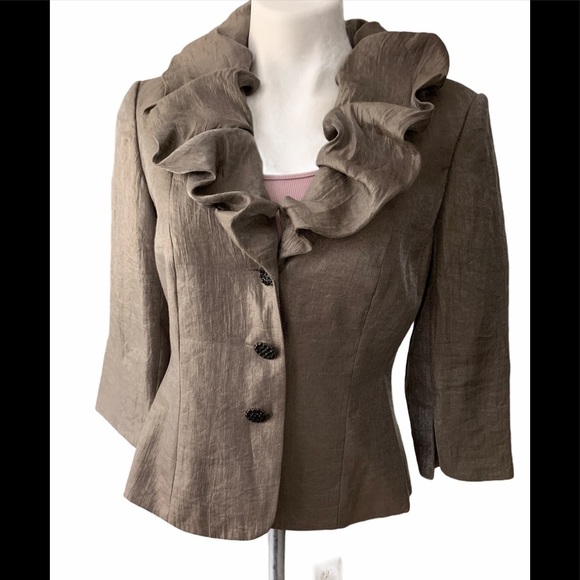 Adrianna Papell Ruffle Collar Jacket - Picture 1 of 10